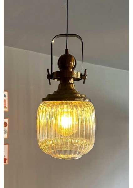 Mopa Glass Bal Rengi Tekli Avize Eskitme Başlık Retro Sarkıt Lamba Restoran Salon Aydınlatma