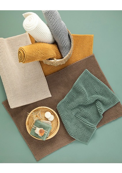 Kahve Renkli Polyester Banyo Paspası 80x50, şık ve kullanışlı. indirimleri