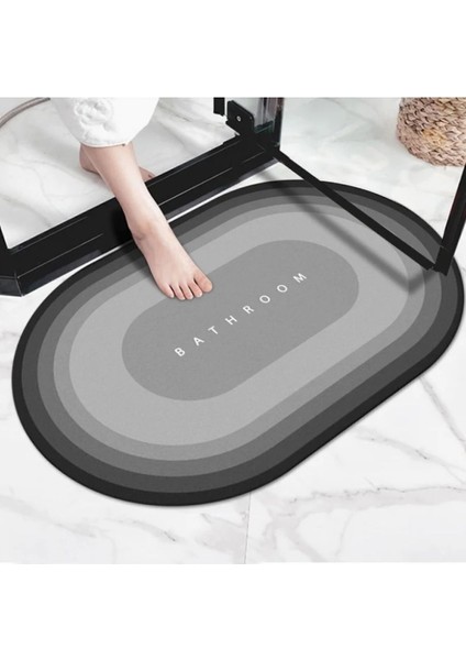 Gri ve yeşil su emici banyo paspası 40x60, kaymaz tabanlı, dayanıklı ve şık tasarım