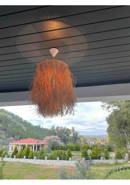 Hasır Doğal Saçaklı Dekoratif Rafya Avize