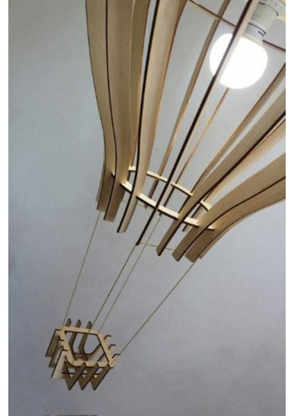 Çocuk Genç Odası Için Doğal Ahşap Mdf 3D Puzzle Lazer Kesim Uçan Balon Avize