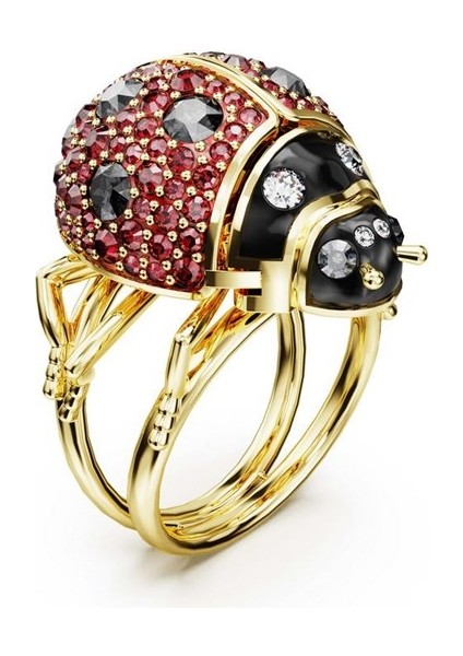 5672428 Swarovski Yüzük Idyllia Cocktail Ring, Ladybug, Red, Gold-Tone Plated 60