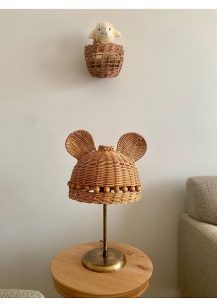 Bambu Çocuk Odası Abajur, Bambu Abajur Rattan Abajur Bebek Odası Abajur Çap25cm modelleri
