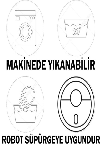 Tekno Trust Modern Desenli Kaymaz Taban Yıkanabilir 2'Li Set Banyo Halısı Paspas Klozet Takımı Kt-Kzsd-233