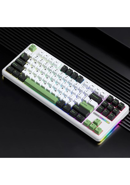 F87 Mekanik Rgb Tkl Graywood V3 Switch Kablosuz Makrolu Hot Swap Klavye Yeşil