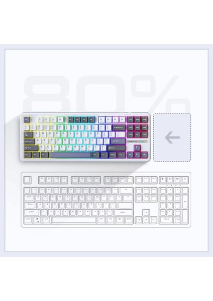 F87 Mekanik Rgb Tkl Graywood V3 Switch Kablosuz Makrolu Hot Swap Klavye Yeşil