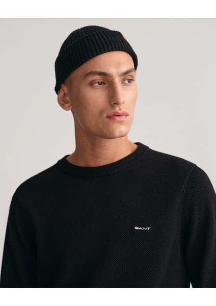 Erkek Regular Fit Bisiklet Yaka Kazak-Siyah fiyatları