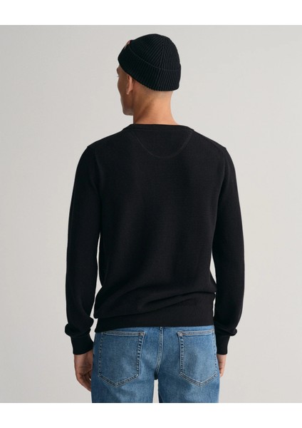 Erkek Regular Fit Bisiklet Yaka Kazak-Siyah fırsatları