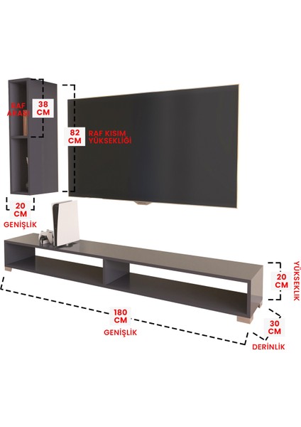 180 cm Dekoratif Raflı Minimal Tv Ünitesi Takımı