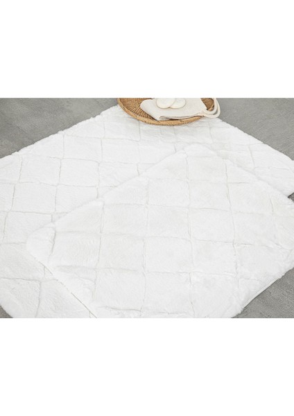 Yumuşak Dokunuş Tavşan Peluş Banyo Paspası Seti 60x90 cm+45x60 cm Beyaz fiyatları