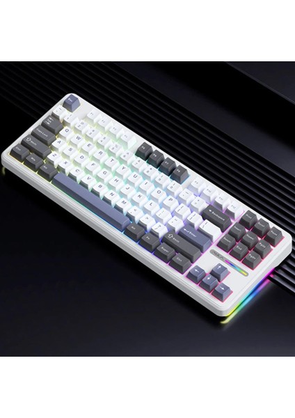 F87 Mekanik Rgb Tkl Graywood V3 Switch Kablosuz Makrolu Hot Swap Klavye Beyaz