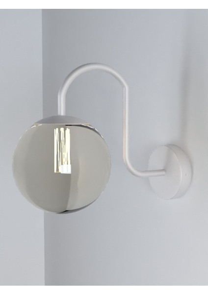 Şık Pilli Modern Kıvrak Camlı Duvar Aplikası, Beyaz-Füme Renk, E14 Duy, Materyal Cam fiyatları