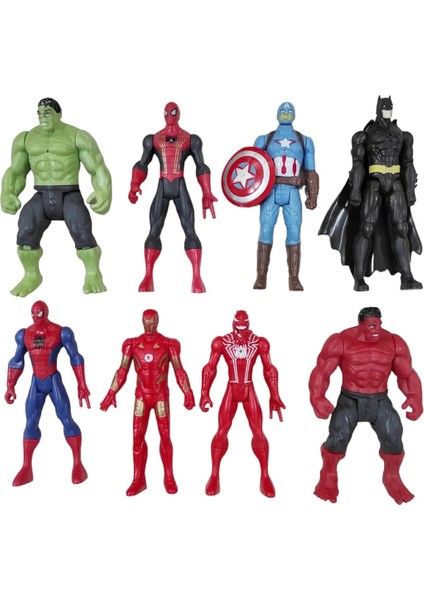 Avangers Süper Kahramanlar 8 Li Işıklı Figür Set Hulk Örümcek Adam Kırmızı Hulk Venom Batman