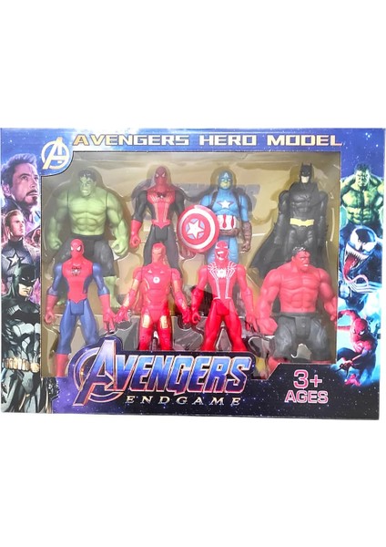 Avangers Süper Kahramanlar 8 Li Işıklı Figür Set Hulk Örümcek Adam Kırmızı Hulk Venom Batman