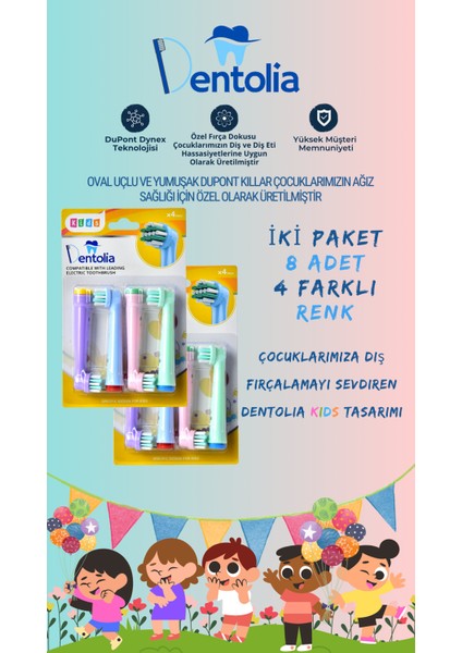 Oral-B ve Braun Uyumlu Çocuk Diş Fırçası Yedek Başlığı 8 Adet