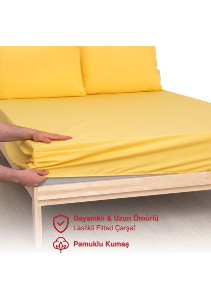 Ranforce Akfil Sarı Lastikli Çarşaf 1 Adet Yastık Kılıflı Tek Kişilik Fitted Çarşaf Seti 120x200 fiyatları