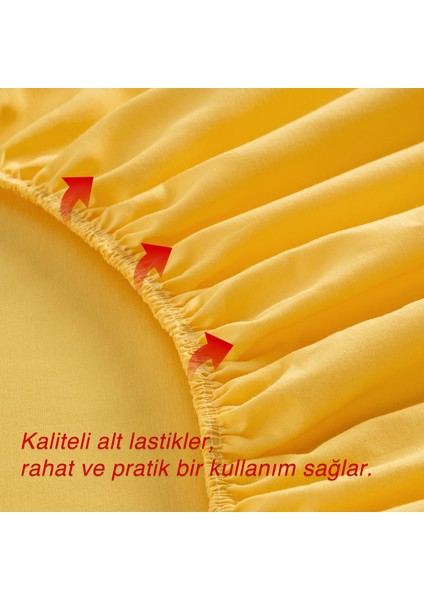 Ranforce Akfil Sarı Lastikli Çarşaf 1 Adet Yastık Kılıflı Tek Kişilik Fitted Çarşaf Seti 120x200 fırsatları