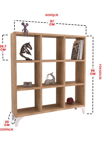 Küp Model 9 Raflı Kitaplık Çok Amaçlı Dekoratif Obje Rafları Antrasit