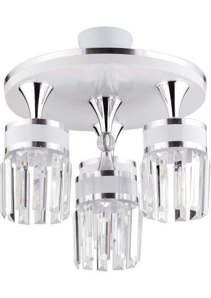 Beyaz krom yaldızlı 4'lü kristal avize, modern tasarım, metal malzeme, 4 ampül başlığı modelleri