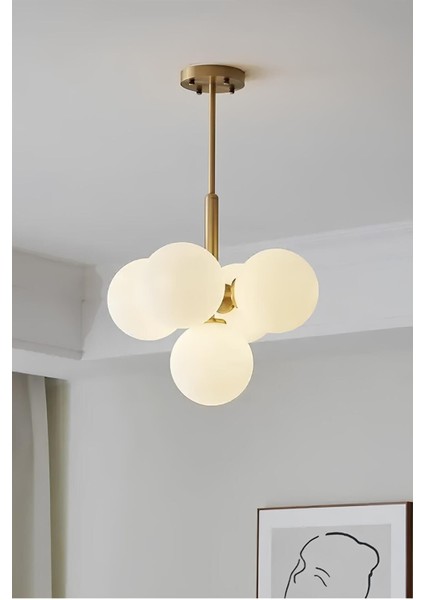 Modern Avize Glop Balon Camlı Cloudy Avize Eskitme Gold Sarı Şık Görsellik Katar