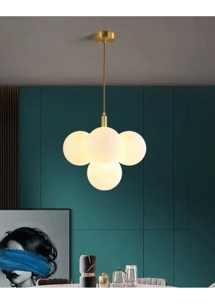 Modern Avize Glop Balon Camlı Cloudy Avize Eskitme Gold Sarı Şık Görsellik Katar