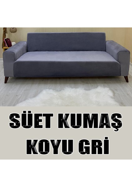 Süet Detaylı Angora Kumaş Üçlü & Çekyat Koltuk Kılıfı
