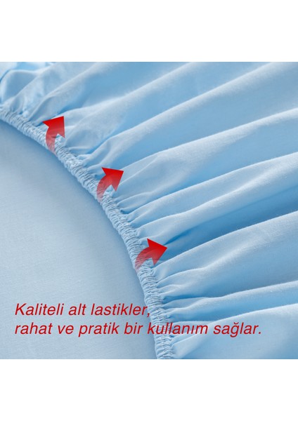 Ranforce Akfil Mavi Lastikli Çarşaf 1 Adet Yastık Kılıflı Tek Kişilik Fitted Çarşaf Seti 100x200 fırsatları