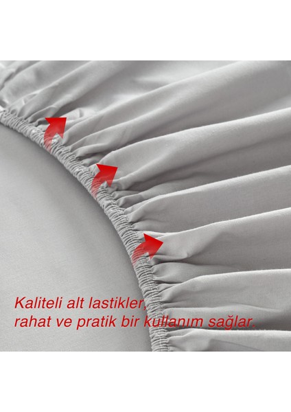 Ranforce-Pamuklu Çift Kişilik Lastikli Çarşaf Takımı 180x200-Gri fırsatları