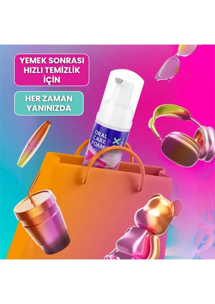 Diş ve Diş Telleri Için Beyazlatıcı Ağız Temizleme Köpüğü ve Nane Aromalı 3'ü 1 Arada 50 ml