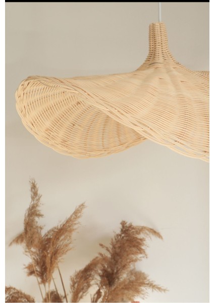 Bej Rattan Avize, Şık ve Ferah Modern Aydınlatma, Bambu Materyal, 60x70 Boyut fiyatları