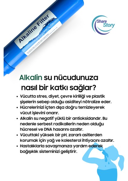 Su Arıtma 6 Filtre 9 Aşama Alkalin Filtre Takımı 6 Filtre 9 Aşama Mineral Filtre Seti Membransız