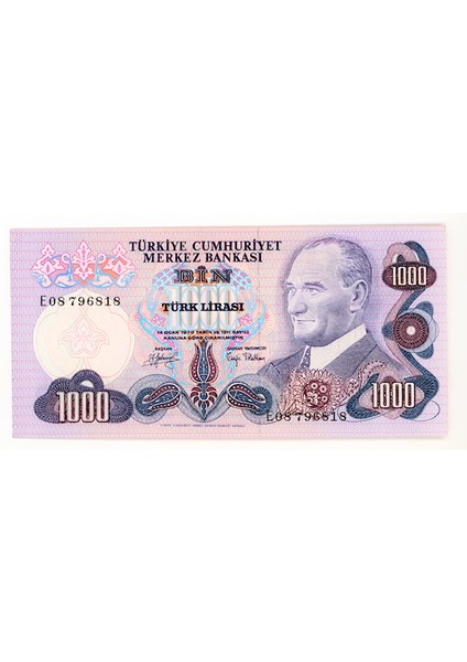 6. Emisyon – 1000 Lira 1976 Pick # 191 – Unc *çil Banknot E08 Serisi