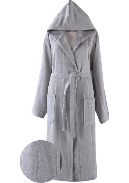 Lara Kapşonlu Bornoz Gri