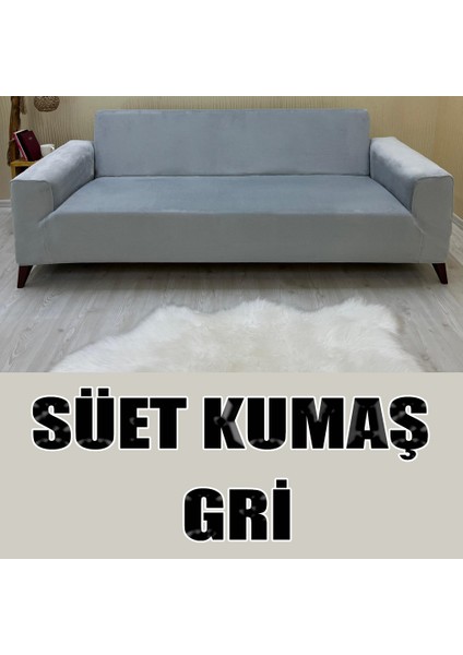 Süet Detaylı Angora Kumaş Üçlü & Çekyat Koltuk Kılıfı