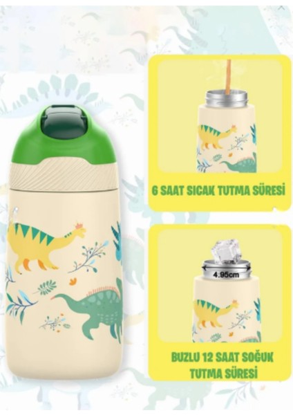 Çocuk 350 ml Pipetli Çelik Matara Paslanmaz Çelik Termos 5 Farklı Renk 2055-350ML
