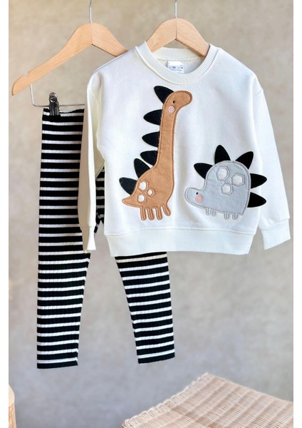 Dino Desenli Kız Çocuk 2 Li Taytlı takım - Beyaz fiyatları