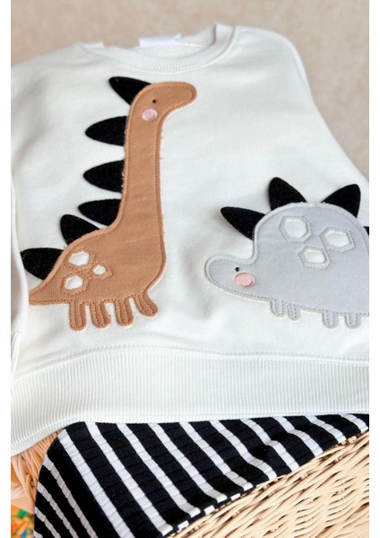 Dino Desenli Kız Çocuk 2 Li Taytlı takım - Beyaz fırsatları