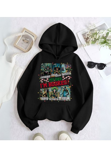 I Am Booked Merry Christmas Baskılı Kapşonlu Sweatshirt