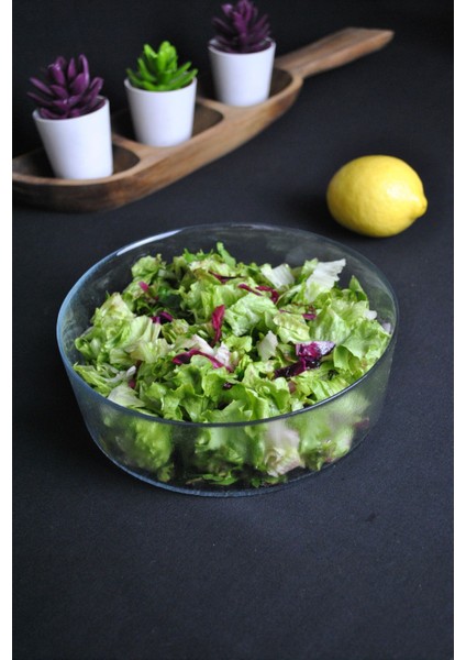 Modern Cam Salata Tabağı 20 cm Çok Amaçlı Yuvarlak Sunum ve Servis Kasesi 1 Adet