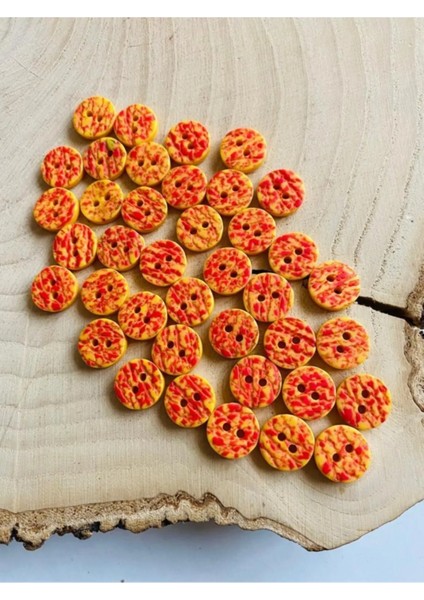 12,5 mm Sarı-Kırmızı Özel Üretim 2 Delikli Düğme (20 Adet)