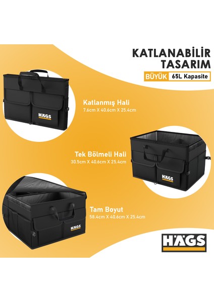 Araba Bagaj Çantası, Araç Içi Düzenleyici Organizer, Oto Bagaj Eşya Düzenleyici 65 Lt- Gri fiyatları