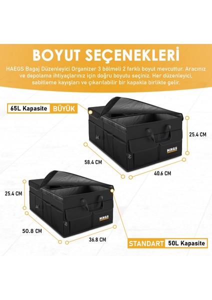 Araba Bagaj Çantası, Araç Içi Düzenleyici Organizer, Düzenleyici, Oto Aksesuarları 50LT- Siyah modelleri