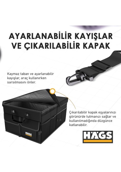 Araba Bagaj Çantası, Araç Içi Düzenleyici Organizer, Düzenleyici, Oto Aksesuarları 50LT- Siyah