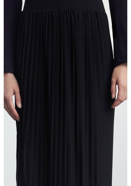 Kadın Moda Stil Maxi Astarsız Örme Yüksek Bel Pilise Esnek Maxi Örme Etek