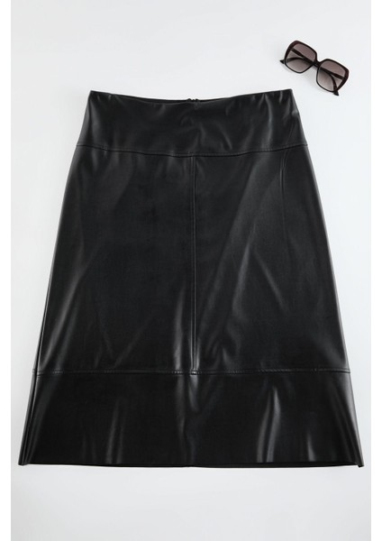 Kadın Moda Stil Midi Astarsız Dokuma Büyük Beden Dokuma Etek