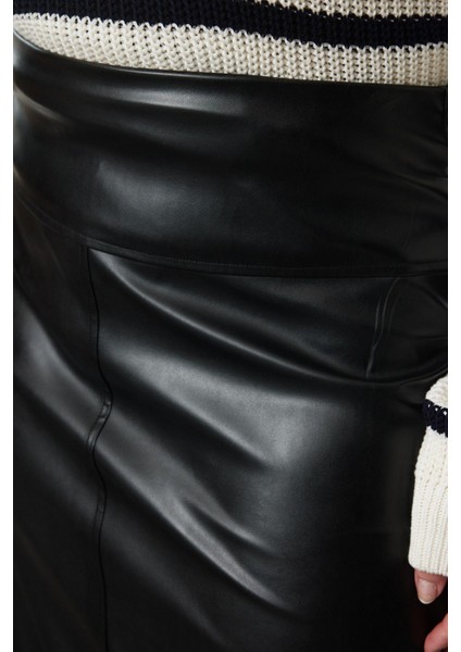 Kadın Moda Stil Midi Astarsız Dokuma Büyük Beden Dokuma Etek