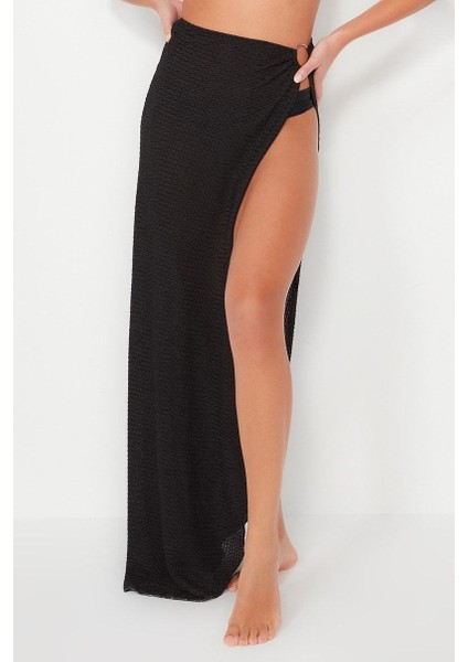 Kadın Moda Stil Maxi Astarsız Dokuma Maxi Dokuma Aksesuarlı Etek