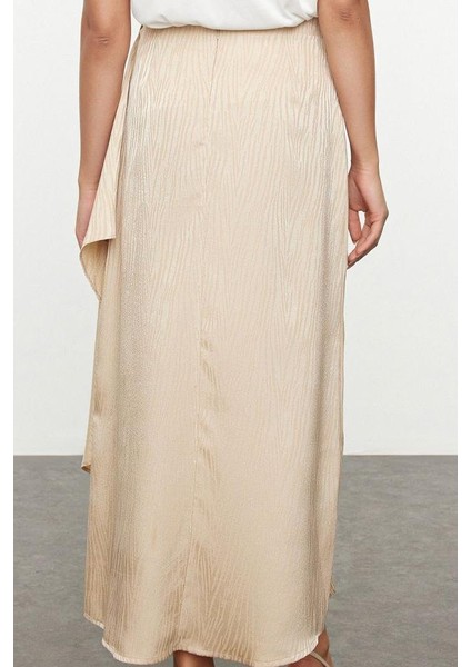 Kadın Moda Stil Maxi Astarsız Dokuma Tesettür Kendinden Desenli Dokuma Saten Etek