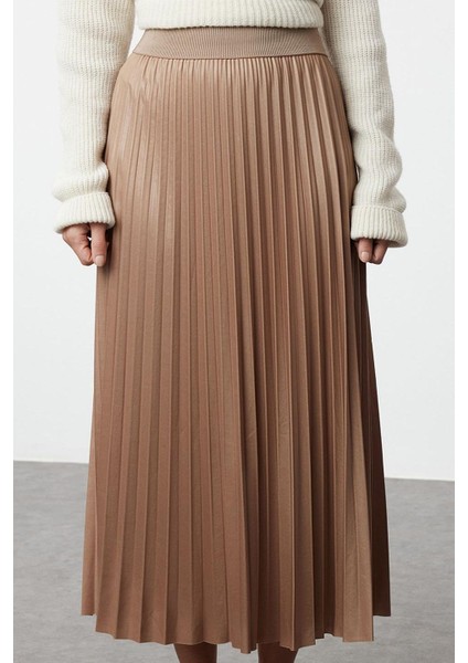 Kadın Moda Stil Maxi Astarsız Örme Tesettür Piliseli Uzun Esnek Örme Etek