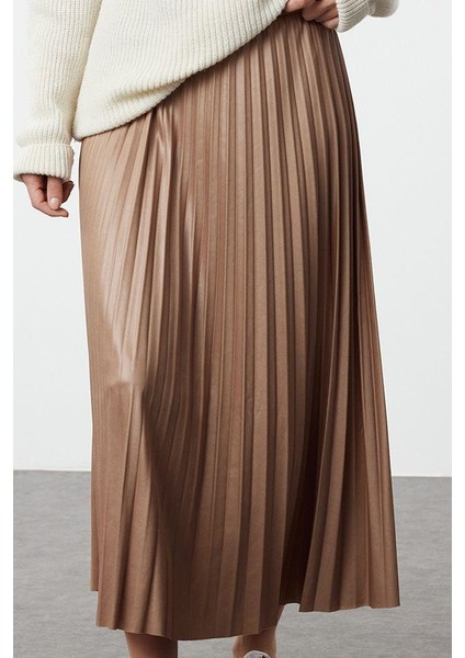 Kadın Moda Stil Maxi Astarsız Örme Tesettür Piliseli Uzun Esnek Örme Etek